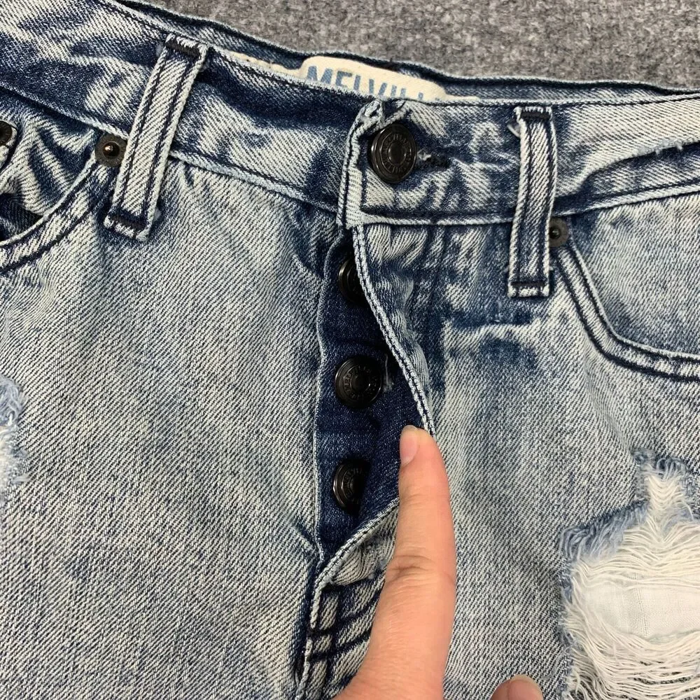 Melville Denim Short Women 40 US 4 Button Fly Distressed Cut Off Acid Made Italy